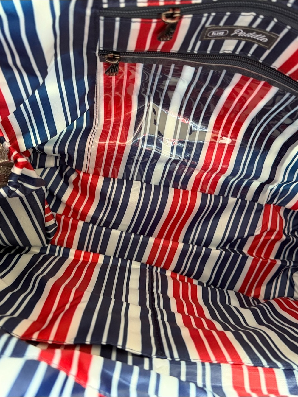 lug Paddle Navy Stripe Quilted Tote Bag - Picture 3 of 7
